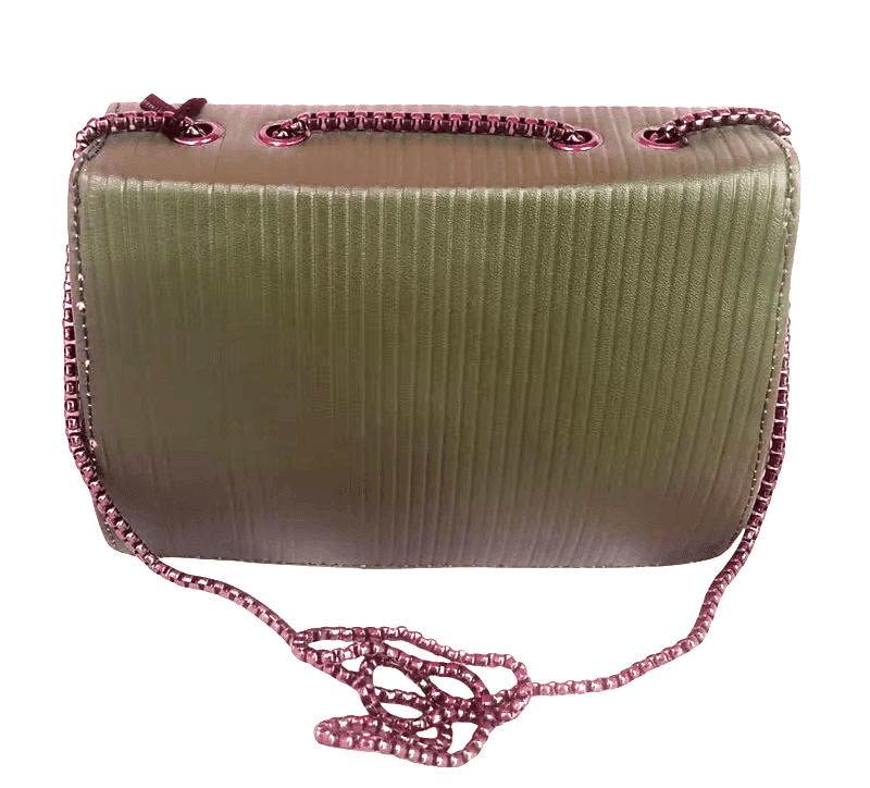 Green Textured Leather Chain Strap Crossbody Bag view 2