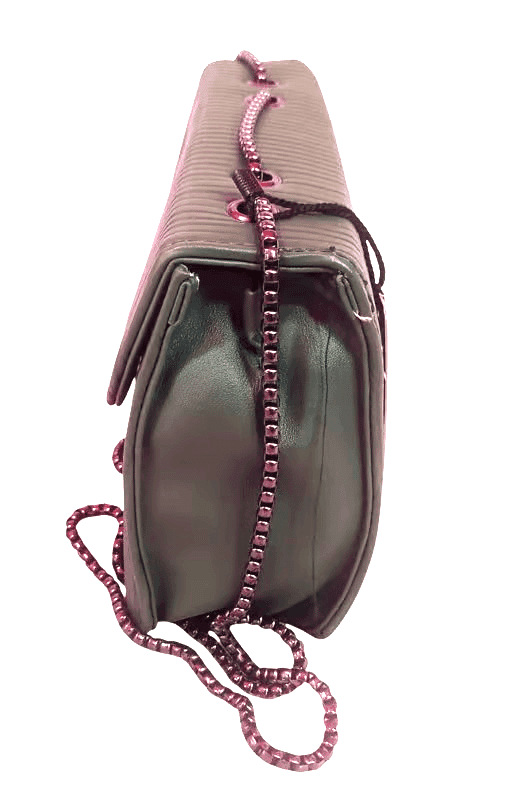 Green Textured Leather Chain Strap Crossbody Bag view 4