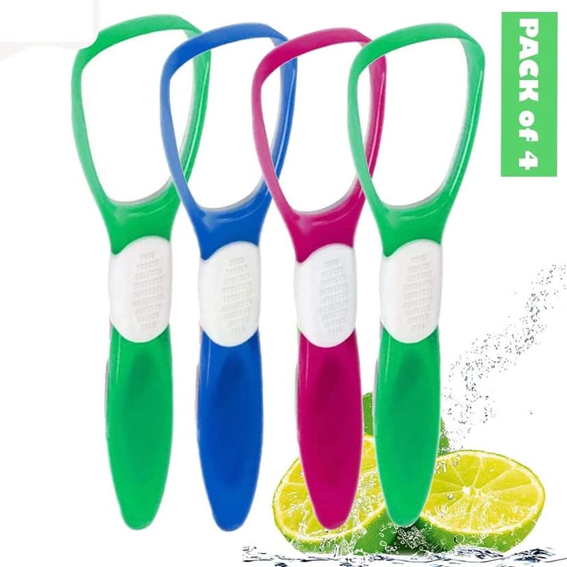 Elecsera Oral Tongue Cleaner Brush Scraper, 4 pcs