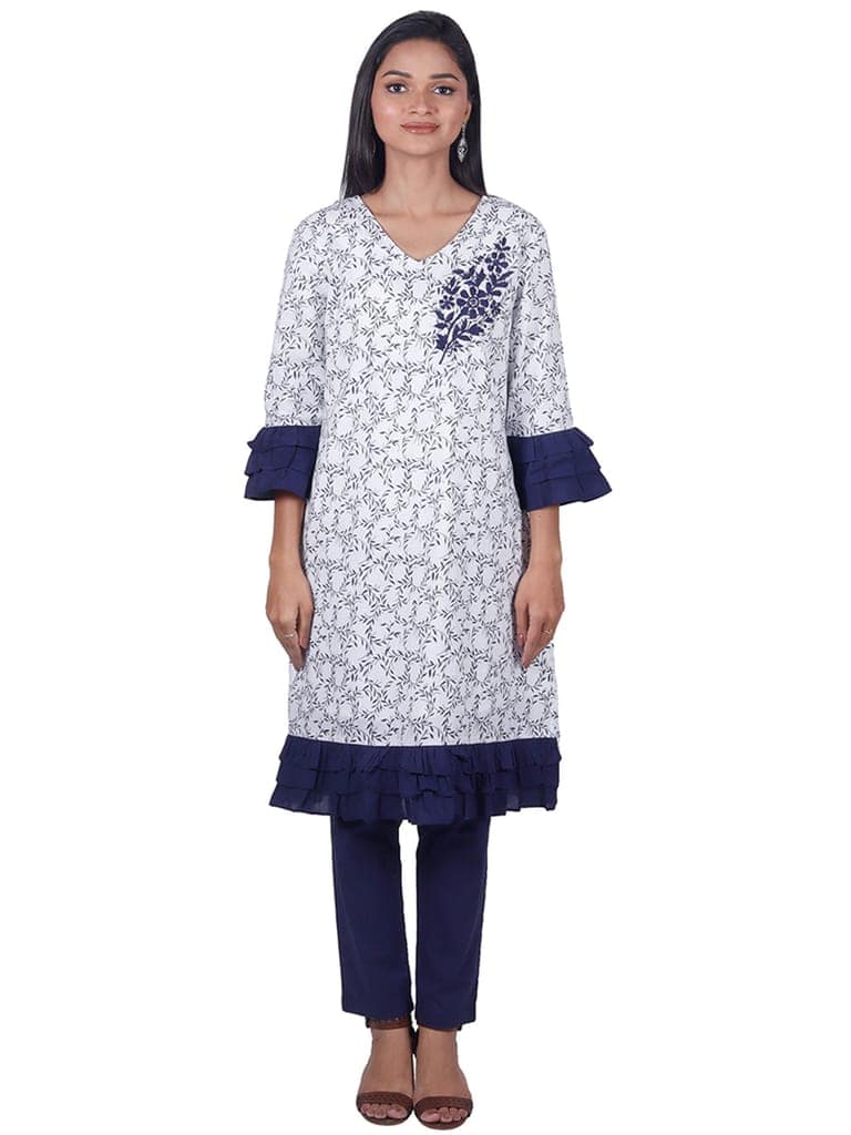 100% Cotton Kurta with Hand embroidery- Aranavy01