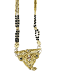 22K Yellow Gold Mangalsutra with Black Beads for Women view 2
