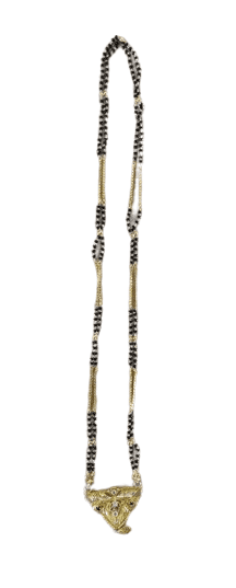 22K Yellow Gold Mangalsutra with Black Beads for Women view 3