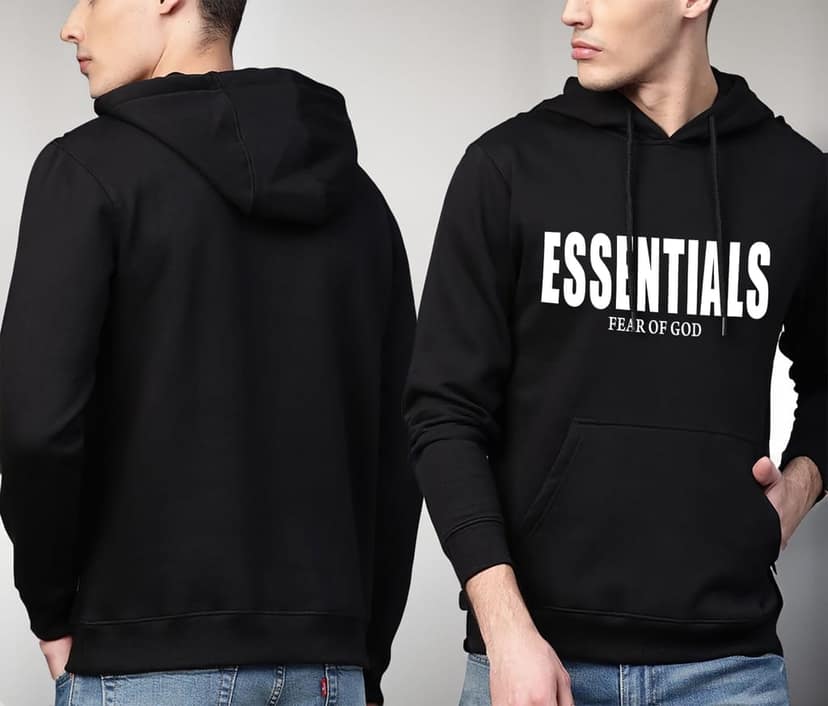 SCOTT FINCHER Men's Black Essentials Fear of God Hoodie : AA(RSHOD)BLACK_154 view 3