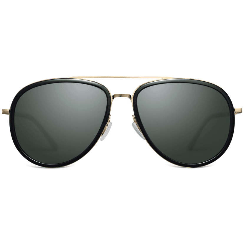 PARIM Polarized Unisex Aviator Sunglasses Golden::Silver Frame / Green Lenses | SKU 11047 B2 view 2