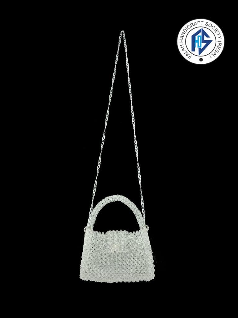 FHS Wedding & Party Style Crystal Work clutch bag -White