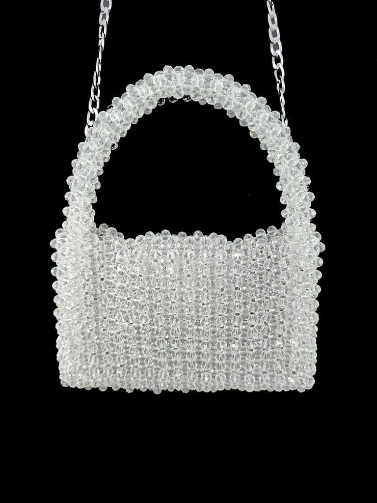 FHS Wedding & Party Style Crystal Work clutch bag -White view 2