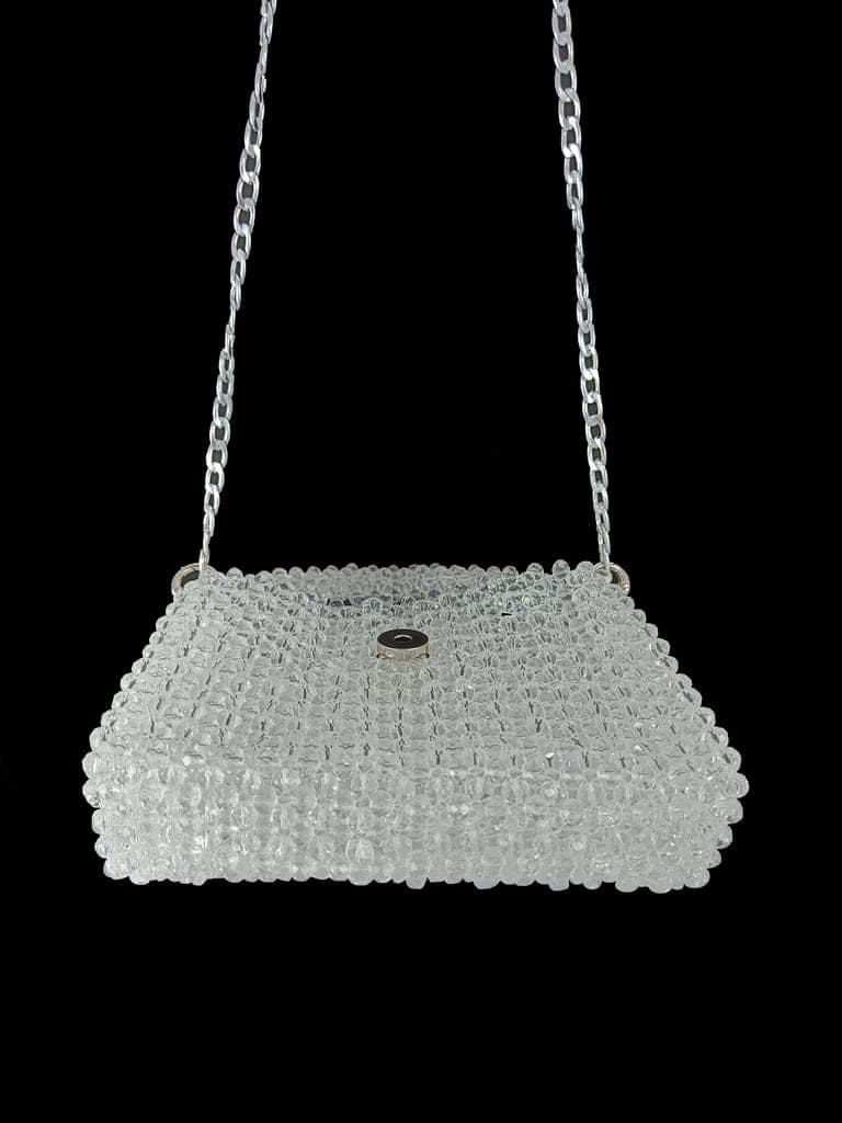 FHS Wedding & Party Style Crystal Work clutch bag -White view 7