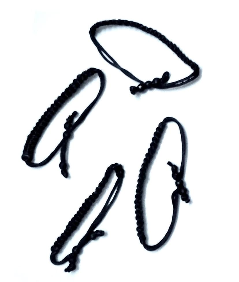 Nawani Handmade Black Dhaga Thread Bracelet For Men Girls And Boys Nazar Bracelets 4 Piece.