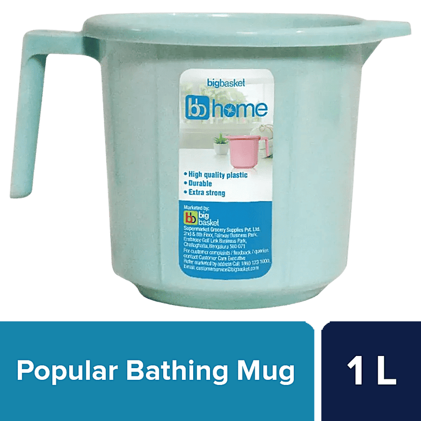 BB Home Popular Plastic Bathing Mug - Sturdy & Durable, Blue, 1 L (1 pc)
