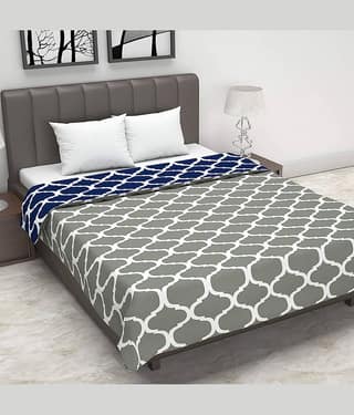 DIVINE CASA Double Polyester Blue Abstract Dohar