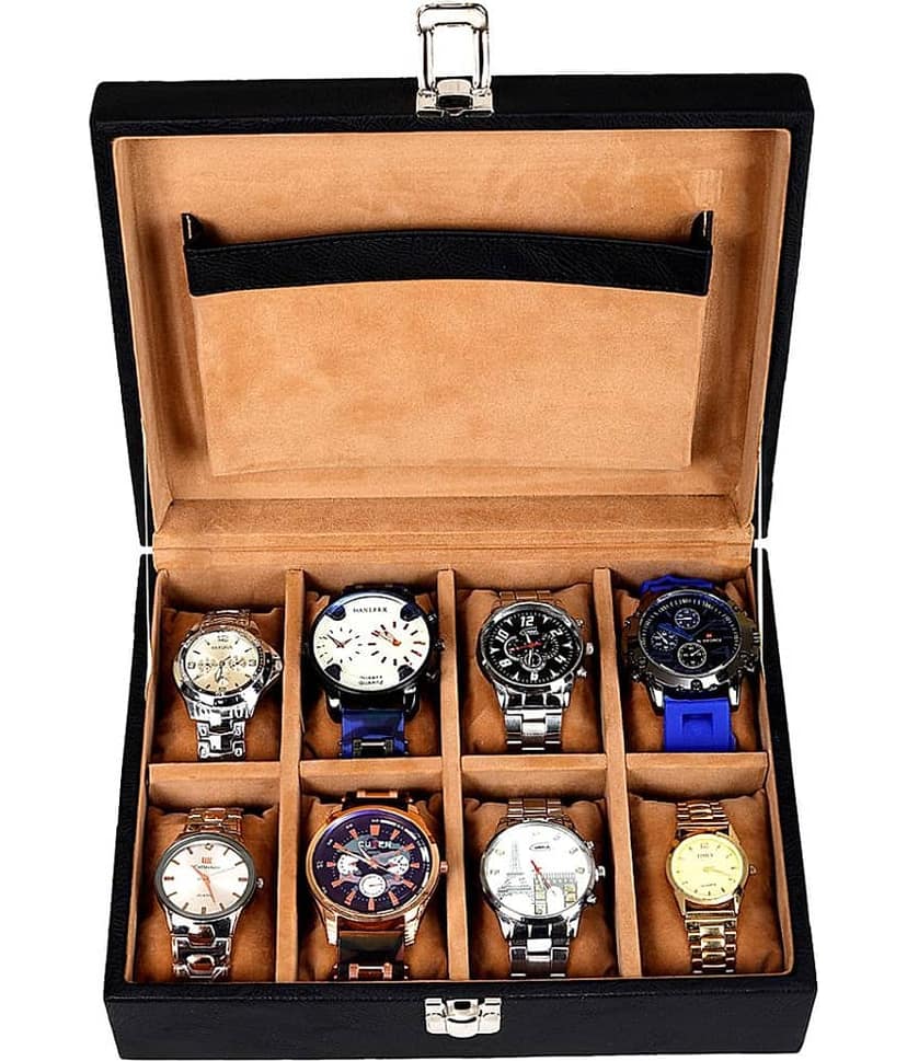 Leather World 8 Slots Unisex Watch Box Organiser Case view 2