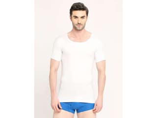 VIP Supreme Men's Round Neck Half Sleeve 100% Cotton White Vest, Moisture Absorbent Inner wear for Men - 85
