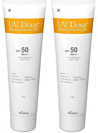 Brinton Healthcare UvDoux Face & Body Sunscreen gel with SPF 50 PA+ + + (75 GM) x Pack of 2