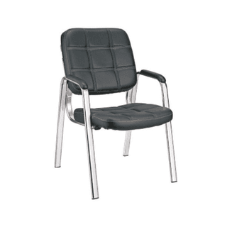 Welcome Visitor - Seat & Back In Leatherette, With Fixed Soft PU Rapped Metal Handle, Cantilever Base In SS (CS-V-02)