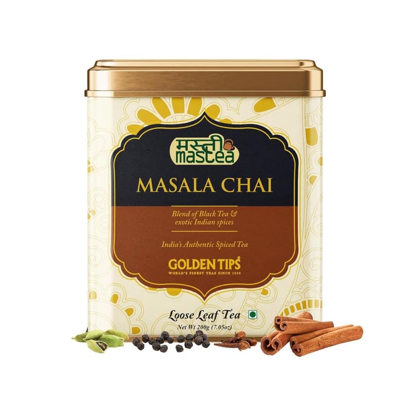 Golden Tips Masala Chai, Classic Indian Spiced Tea with Natural Black Tea, Ginger, Cardamom, Cloves & Cinnamon, Rich, Bold & Aromatic (200 Gram, 100 cups) Visit the Golden Tips Store view 2