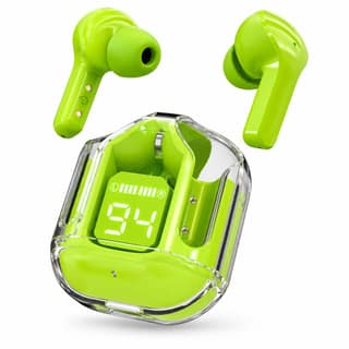 Wireless Bluetooth Earbuds with Digital Display Charging Case, Touch Control, In-Ear Stereo Earphones – Green
