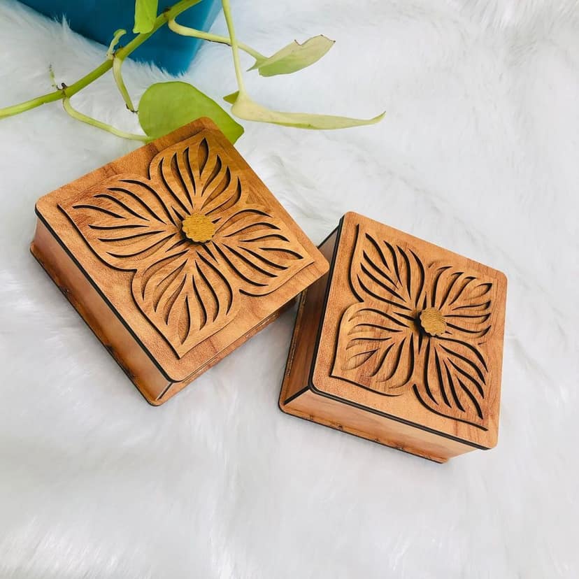 NAVRANG Wooden Jewelry and Decor Boxes, Gift Boxes for Home Small Return Gifts Box Empty Container for Dry Fruits Return Gift view 2