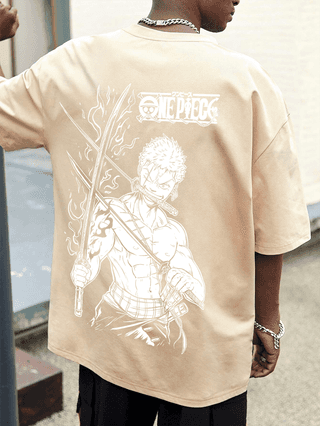 SCOTT FINCHER Men's One Piece Anime T-Shirt, Roronoa Zoro T-Shirt, Japanese Anime Shirt, Manga Shirt, Streetwear, Harajuku Style, Casual Tee, Gift for Anime Fans : AA(ARN)CREAM_137