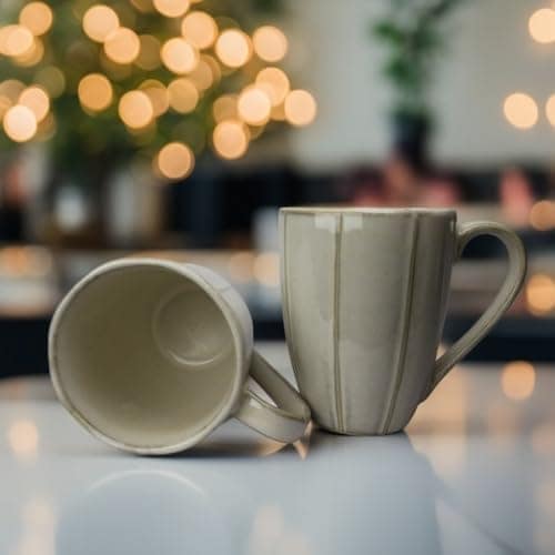 STOREPEDIA Fine Bone China Mugs for Milk, Coffee, Tea, Chai, Smoothies, Large Cup Mug for Home, Office, Hotel, Gift, Daily Use, Microwave Safe Glossy Finish, Light Grey Pack of 2, 350 ml view 2