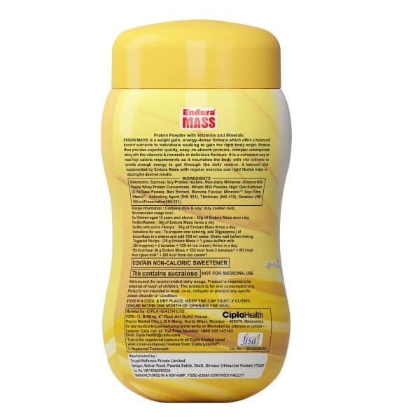 Endura Mass Weight Gainer Banana Flavour 500 Gms view 2