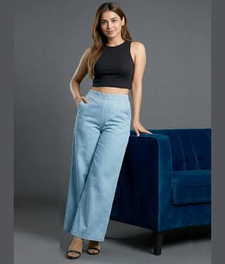 Addyvero Women Denim Casual Trousers ( Blue )