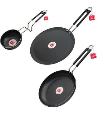 LAZYWINDOW Black Iron No Coating Cookware Sets ( Set of 3 )