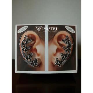 Vivastri Butterfly Oxidised Silver Alloy Earcuff,Cuff Earrings for Women & Girls [VIVA2789ERG] (Pack of- 1 Pair Earring)