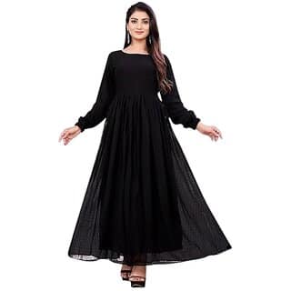 SARINKU Georgette Gown Dress for Women Stylish Western Gown Long One Piece for Girl and Women