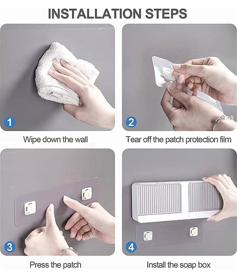 Radhe Creation Soap Holder soap holder soap case soap dispenser No-Drilling Clamshell soap Box Wall-Mounted with Cover Double Grid-Asphalt Toilet Laundry soap New Box soap Box (1 Pack) view 2