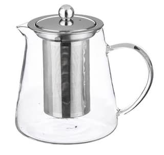 Borosilicate Glass stovetop Kettle with Stainless Steel Infuser teapot to Infuse Coffee Black harbal kadha Pot for Making Green Tea