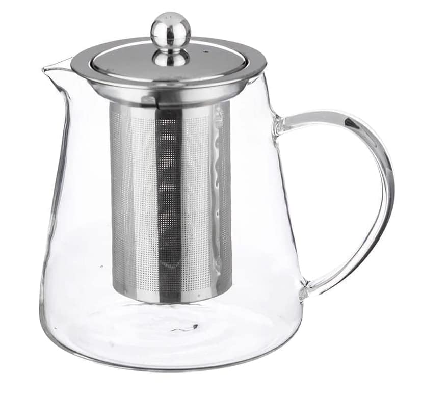 Borosilicate Glass stovetop Kettle with Stainless Steel Infuser teapot to Infuse Coffee Black harbal kadha Pot for Making Green Tea