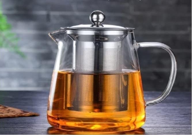 Borosilicate Glass stovetop Kettle with Stainless Steel Infuser teapot to Infuse Coffee Black harbal kadha Pot for Making Green Tea view 2