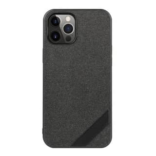 Memumi Boxian Series Canvas/Leather Classic Back Cover for Apple iPhone 12 Pro Max - Black (6.7")