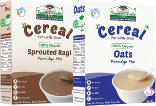 TummyFriendly Foods Certified 100% Organic Oats And Organic Sprouted Ragi Porridge Mixes, Made of Organic Oats & Organic Sprouted Ragi For Baby, Rich In Beta-Glucan, 200 gm Each Cereal (Pack of 2)