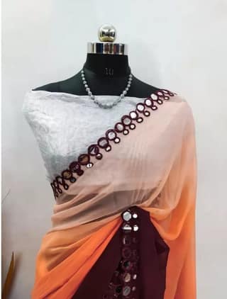 Georgette Saree With Mirror Work And Blouse