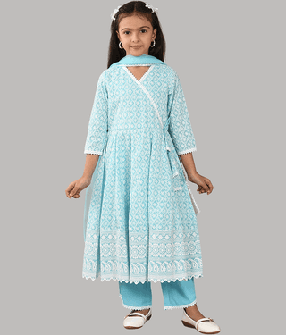 HLGARMENTS Girls Cotton Anarkali Suit Set ( Pack of 3 , Gray )