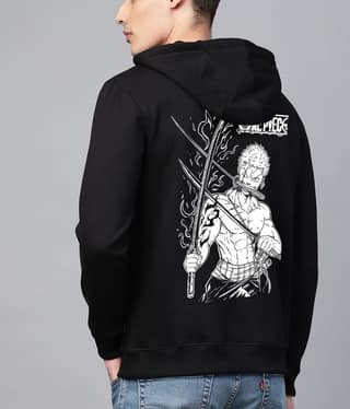 SCOTT FINCHER One Piece Roronoa Zoro Printed BlackHoodie : AA(RSHOD)BLACK_137