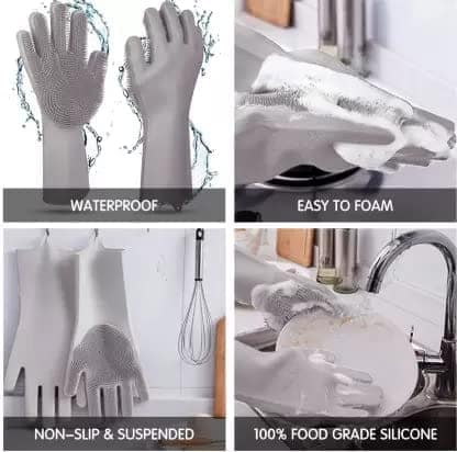 Elecsera Magic Dish Washing silicon Gloves, Silicone Cleaning Hand Gloves for Kitchen Dishwashing view 2