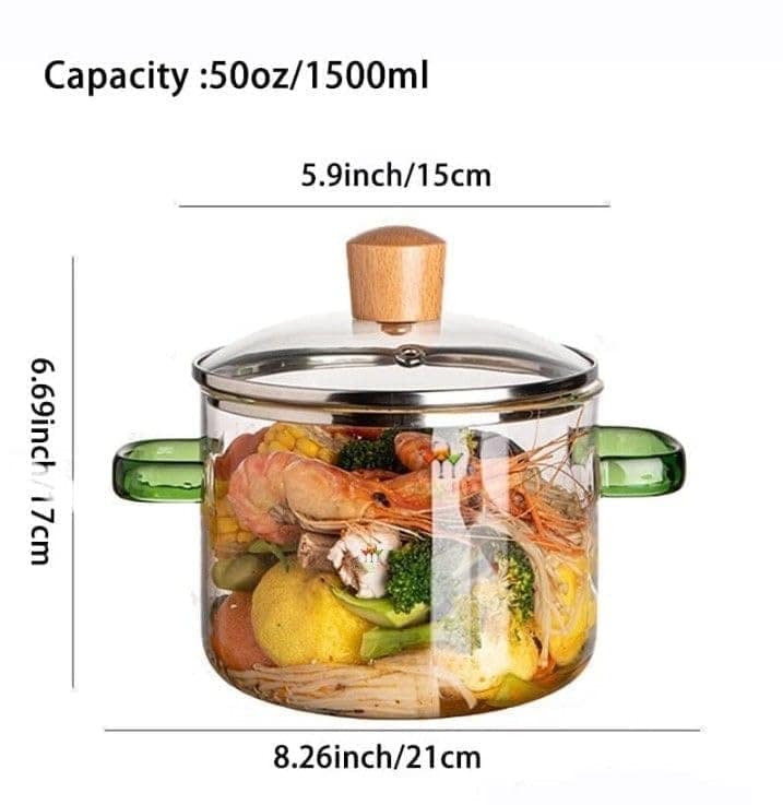 Square Glass Casserole With Lid,1200 ML Glass Bowl for Cooking, Baking, Serving, Mixing and Storing, Microwave & Oven Safe - Ideal for Kitchen, Dining Set 1 view 2