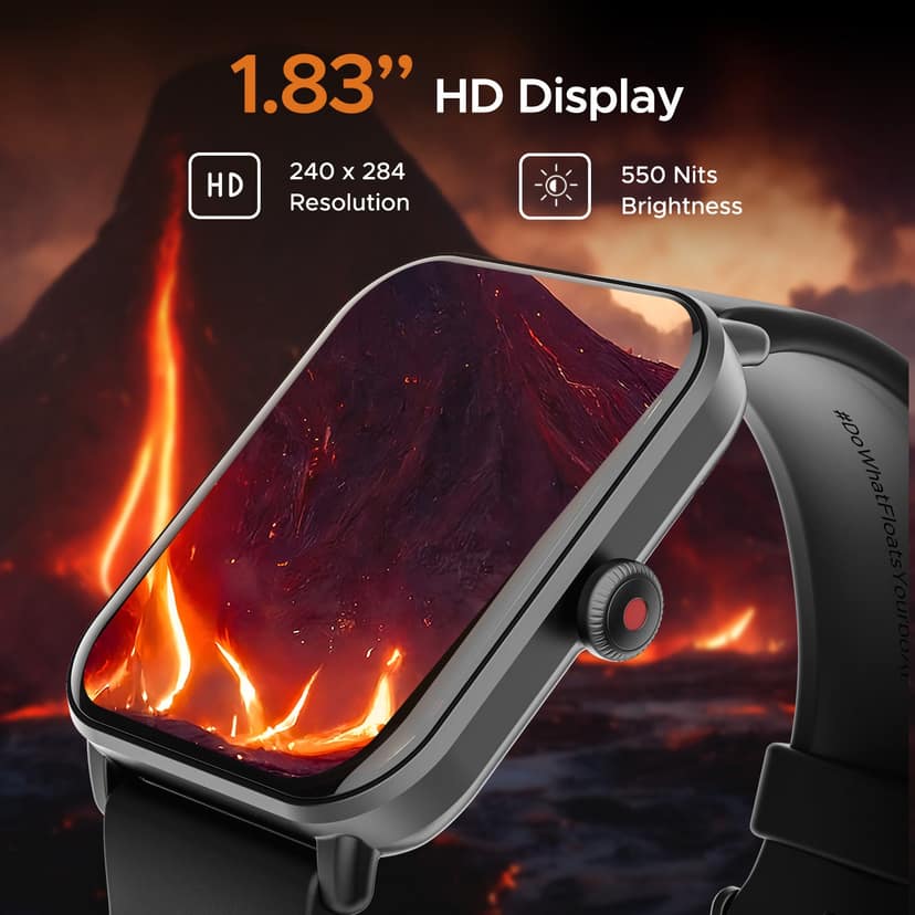 boAt Wave Fury | Bluetooth Calling Smartwatch with 1.83" (4.64cm) HD display, 30 days Battery, Heart Rate & SpO2 monitoring Active Black view 2