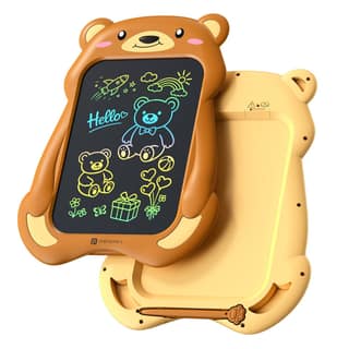 Portronics Ruffpad Teddy 8.5, 8.5-Inch LCD Writing Pad for Kids, a fun, reusable, and eco-friendly digital writing tablet designed to encourage creativity and keep children engaged - Brown