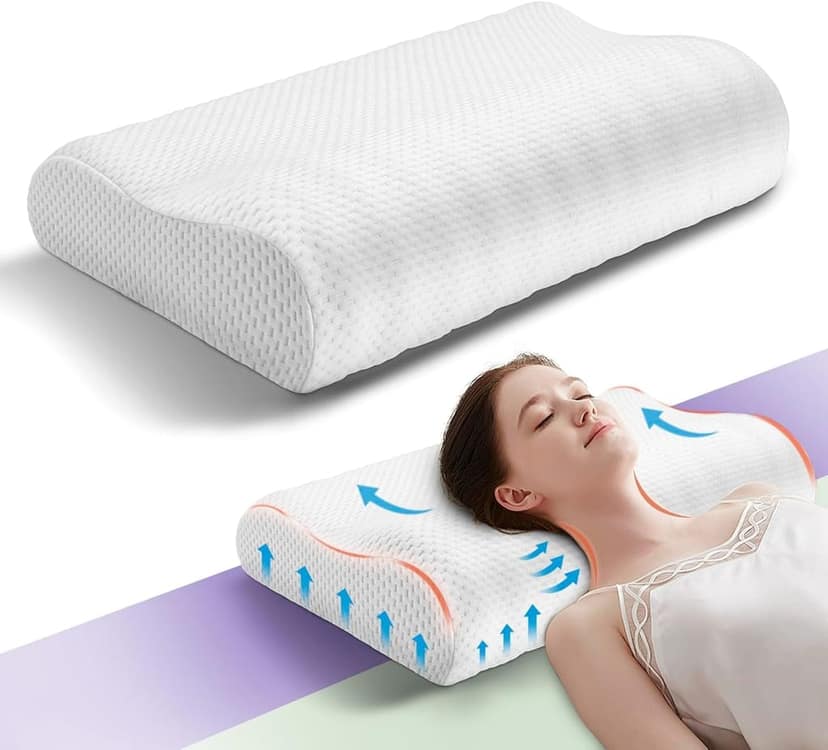V3Deals Memory Foam Contour Cervical Orthopedic Pillow – Ergonomic Neck Support Pillow for Sleeping – Relieves Neck Pain & Shoulder Pain view 2