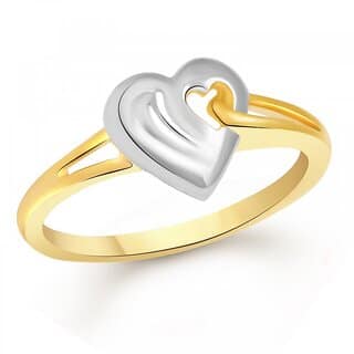 Vighnaharta Marvellous Heart Plain Gold and Rhodium Plated Ring - VFJ1086FRG