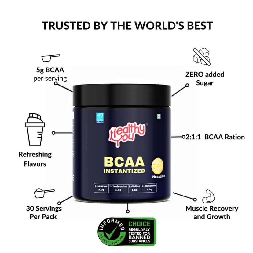 Healthy You BCAA I Pre, Post and Intra-Workout I 5g BCAA and 4g Glutamine per serving I Leucine, Isoleucine and Valine 2:1:1 ratio I 30 servings, 300g view 2