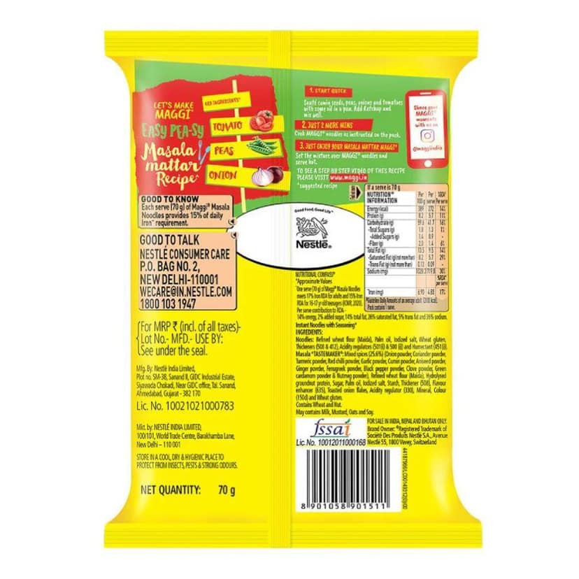 Maggi 2 Minute Masala Noodles 70 Gms view 2