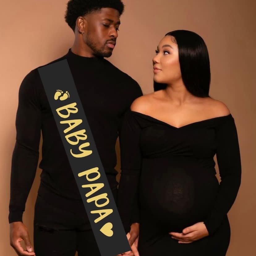 Baby Papa Black & Gold Sash view 2