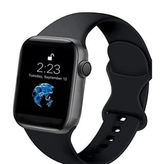 Smart Watch with Black Silicone Strap