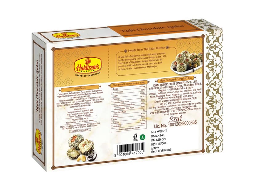 Haldiram's Kaju Chocolate Ladoo Packed Sweets - 250 Gm view 2