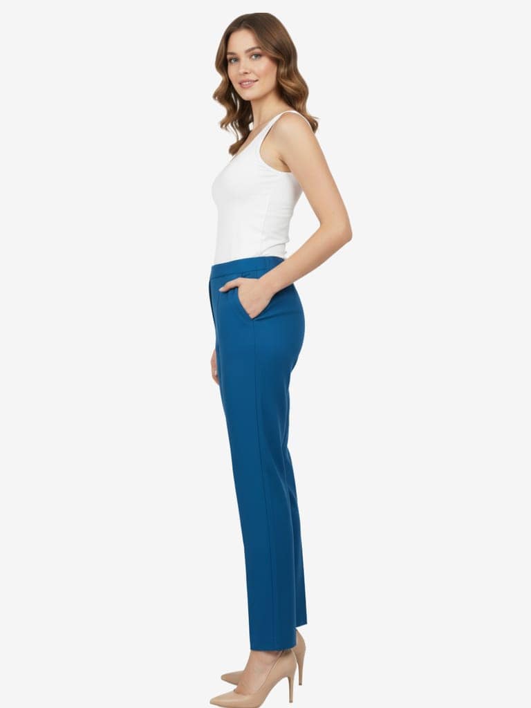 Women's Solid Cotton Trousers view 2