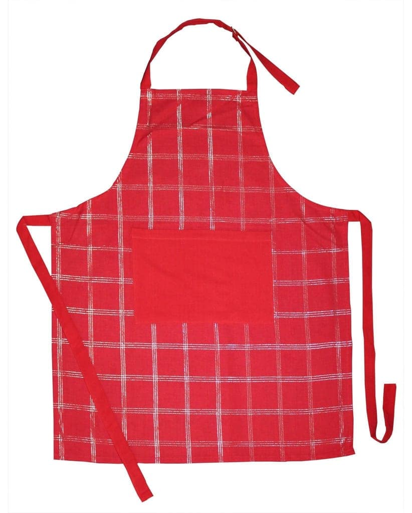 AIRWILL, 100% Cotton Designer Checked Aprons, Sized 65cm in Width & 80cm in Length with 1 Center Pocket, Adjustable Buckle on Top and 2 Long Ties on Both 2 Sides. Pack of 1 piece view 2